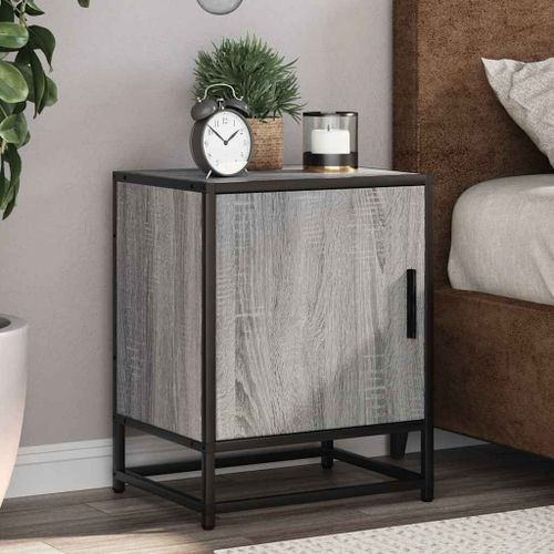Vidaxl Table De Chevet Sonoma Gris 40x31x50 Cm Bois D'ingénierie Métal