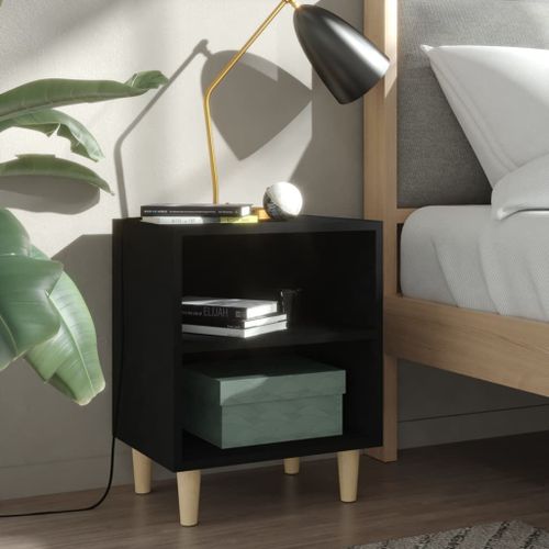 Vidaxl Tables De Chevet Avec Pieds En Bois 2 Pcs Noir 40x30x50 Cm