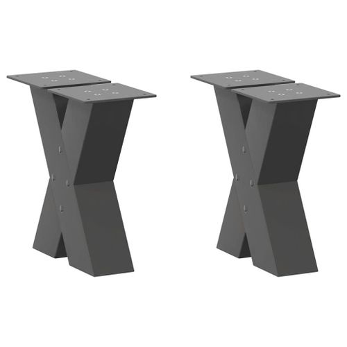 Vidaxl Pieds De Table Basse Forme De X 2 Pcs Anthracite 30x(30-31) Cm