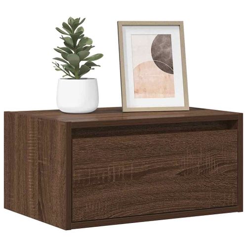 Vidaxl Table De Chevet Murale Avec Lumières Led Chêne Marron