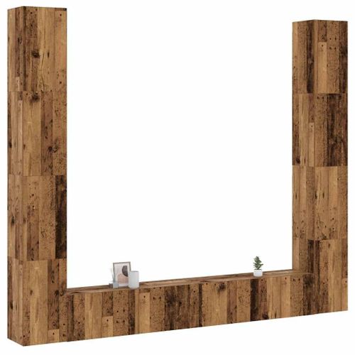 Vidaxl Meubles Tv Muraux 6 Pcs Vieux Bois Bois D'ingénierie