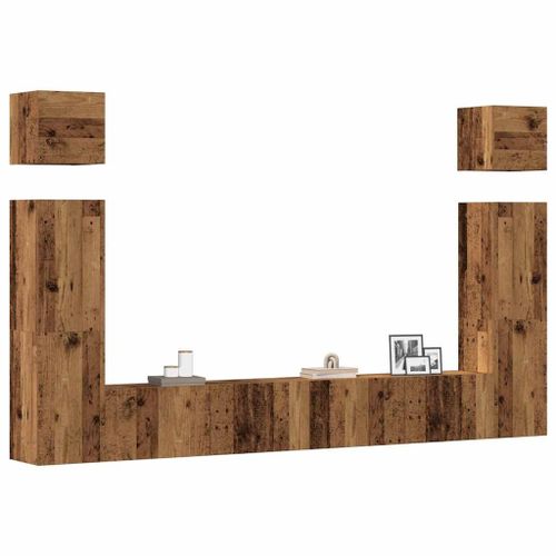 Vidaxl Ensemble De Meuble Tv Mural 6 Pcs Vieux Bois Bois D'ingénierie