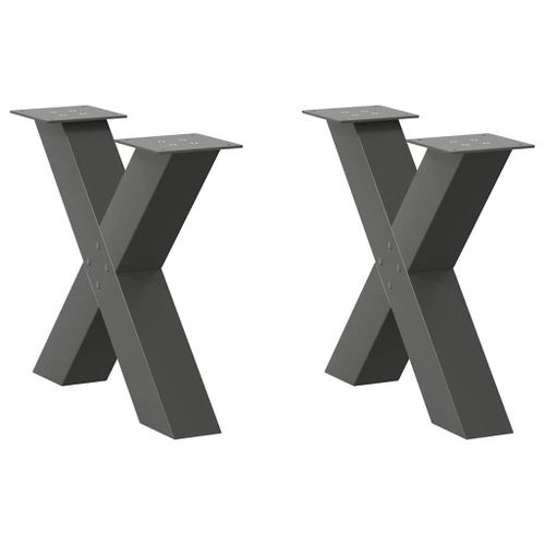 Vidaxl Pieds De Table Basse Forme De X 2 Pcs Anthracite 60x(42-43) Cm