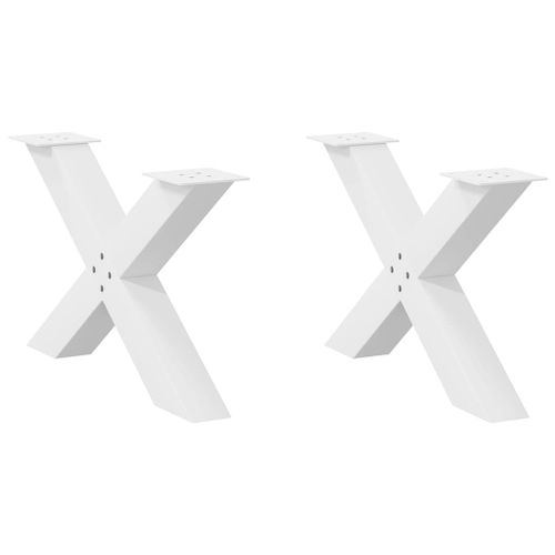 Vidaxl Pieds De Table Basse Forme De X 2 Pcs Blanc 70x(42-43) Cm Acier