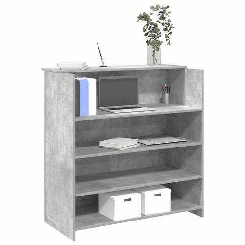 Vidaxl Bureau De Réception Gris Béton 100x50x103,5cm Bois D'ingénierie