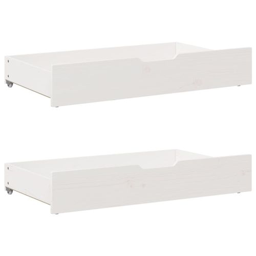 Vidaxl Tiroirs Sous Le Lit 2 Pcs Blanc 95x55x16 Cm Bois De Pin Massif