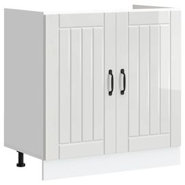 Vidaxl Meuble De Base De Lavabo Lucca Blanc Brillant Bois Ingénierie