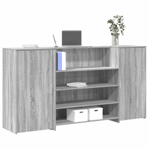 Vidaxl Bureau De Réception Sonoma Gris 200x50x103,5 Cm Bois Ingénierie