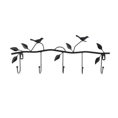 Crochet Mural Multifonctionnel En Métal Pour Manteau Et Chapeau,Cintres En Fer Forgé Pour Salon Et Chambre À Coucher,Oiseaux,T1 - Type Black