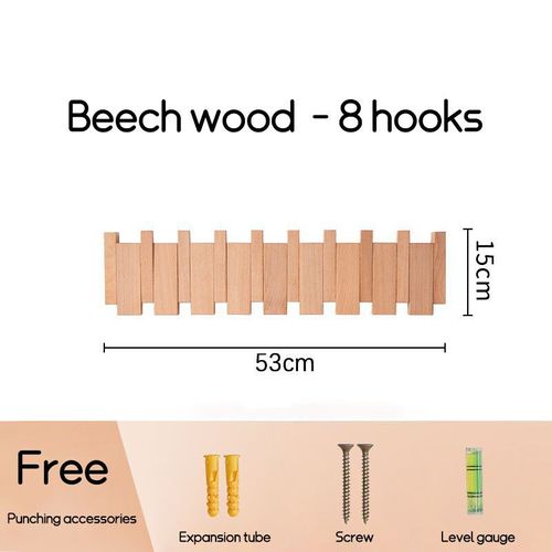 Crochet Mural En Bois Massif T1 Pour Porte D'entrée,Porte-Manteau,Décoration D'intérieur,Meubles Ds,Brochure Noire - Type Beech 8 Hooks