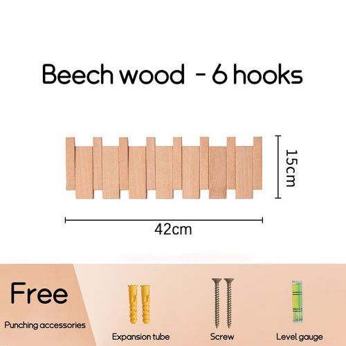 Crochet Mural En Bois Massif T1 Pour Porte D'entrée,Porte-Manteau,Décoration D'intérieur,Meubles Ds,Brochure Noire - Type Beech 6 Hooks