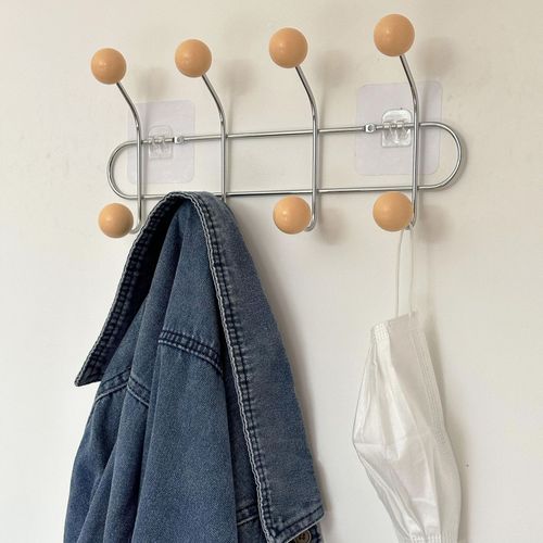 Porte-manteau mural pour hall d'entrée,sac à dos portable,casquette,écharpe,cintres de rangement pour vêtements de chambre,crochets T1 - Type Apricot-4 Hooks