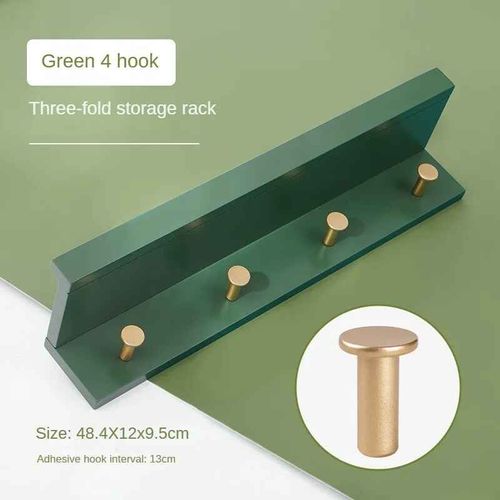 Portemanteau mural en bois T1,porte-manteau,cintre,présentoir,cintre portable,meubles de hall d'entrée pour la maison - Type Green 4 Hook