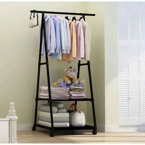 Cintre mobile sur pied,armoire à chaussures triangulaire à roues,chambre à coucher,salon,meubles roulants - Type black
