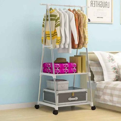 Cintre mobile sur pied,armoire à chaussures triangulaire à roues,chambre à coucher,salon,meubles roulants - Type white