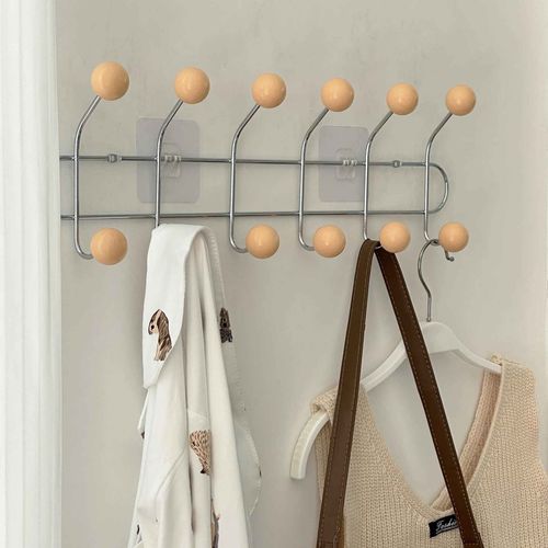 Porte-manteau mural pour hall d'entrée,sac à dos portable,casquette,écharpe,cintres de rangement pour vêtements de chambre,crochets T1 - Type Apricot-6 Hooks #B