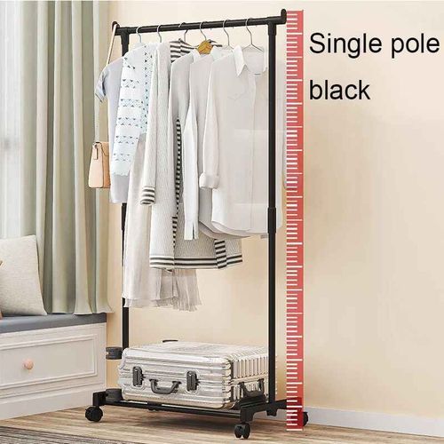 Cintre Portable Multifonctionnel T1 Double,Étagère de Chambre à Coucher avec Roue,Rangement de Vêtements,Manteau Mobile au Sol,Le Plus Récent - Type Black B
