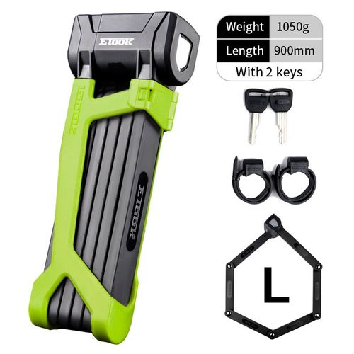 Etook-Serrure Anti-Vol Pliable Pour Vélo,Vtt,Scooter,Moto,Robuste,Acier Allié,Cisaillement Anti-Hydraulique - Type Et510l Green