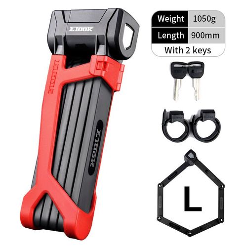 Etook-Serrure Anti-Vol Pliable Pour Vélo,Vtt,Scooter,Moto,Robuste,Acier Allié,Cisaillement Anti-Hydraulique - Type Et510l Red