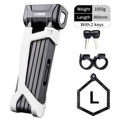 Etook-Serrure Anti-Vol Pliable Pour Vélo,Vtt,Scooter,Moto,Robuste,Acier Allié,Cisaillement Anti-Hydraulique - Type Et510l White