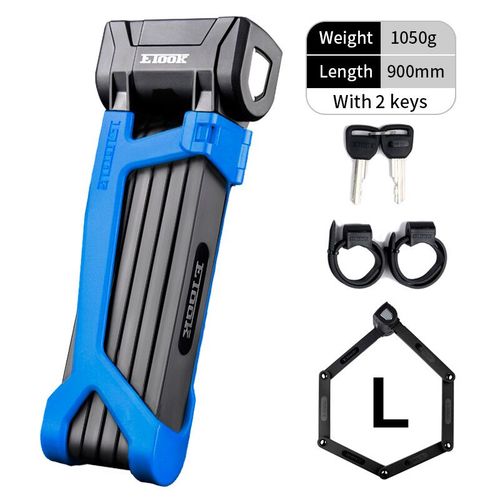Etook-Serrure Anti-Vol Pliable Pour Vélo,Vtt,Scooter,Moto,Robuste,Acier Allié,Cisaillement Anti-Hydraulique - Type Et510l Blue
