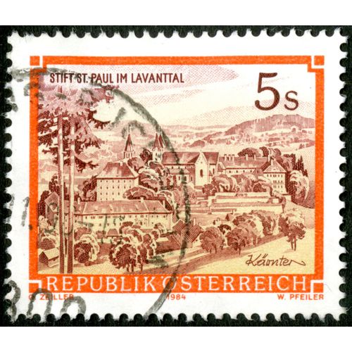 Timbre Oblitéré Republik Osterreich, Stift St. Paul Im Lavanttal, 1984, 5s