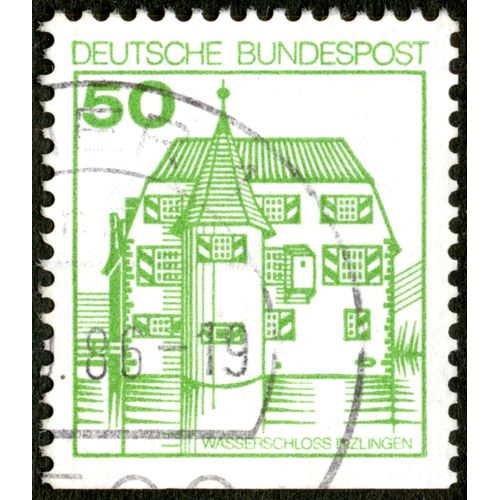 Timbre Oblitéré Deutsche Bundespost 50 Wasserschloss Inzlingen
