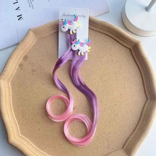 Épingles À Cheveux Colorées Licorne Pour Enfants,Accessoires De Coiffure Pour Filles,Pince À Cheveux,Faux Cheveux,Tresse Torsadée,Barrettes - Type 2pcs 2 