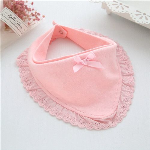 Bavoirs Coton Pour Bébé Fille Et,Avec N?ud En Dentelle,Princesse,En Tissu Pour Roter Et Salive,Serviettes Pour Bébé De Ns - Type Triangle Pink-