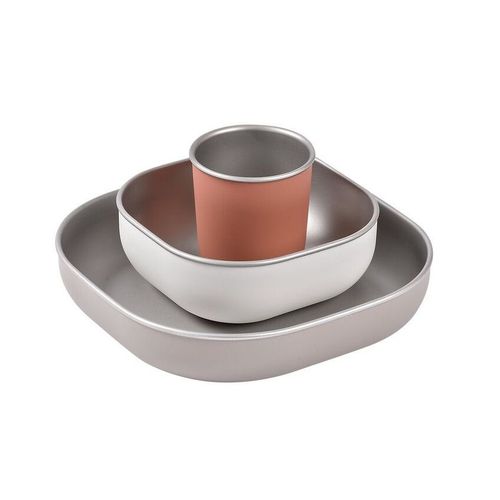 Coffret Repas En Inox 3 Pièces Terracotta - Rouge