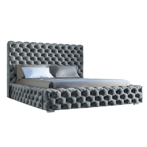 Lit Rembourré Avec Rangement Velours Gris Foncé 180x200
