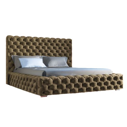 Lit Rembourré Avec Rangement Velours Marron 200x200