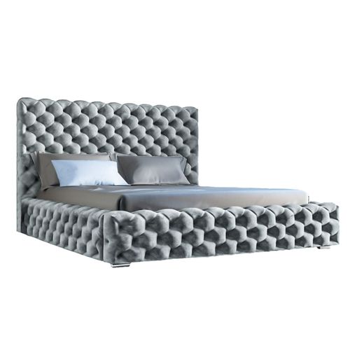 Lit Rembourré Avec Rangement Velours Gris Clair 200x200