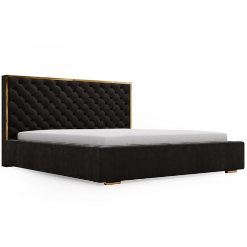 Lit Rembourré Avec Rangement Velours Noir 180x200