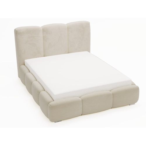 Lit Rembourré Avec Rangement Velours Beige 180x200