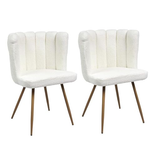 Lot De 2 Fauteuils Blanc Tissu Bouclettes