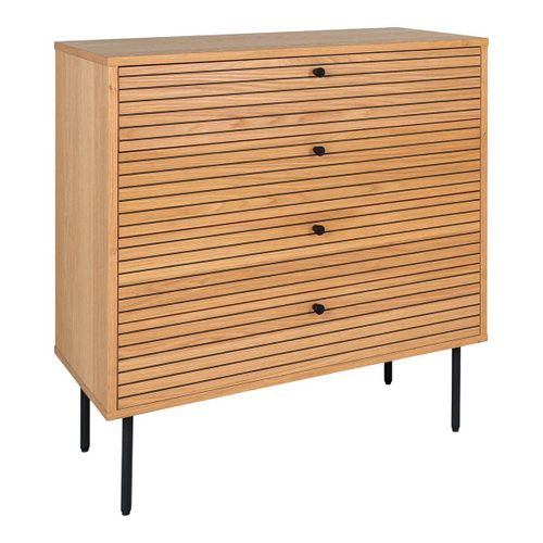Commode 4 Tiroirs Effet Tasseaux Teinté Chêne Clair