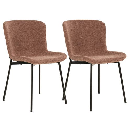 Lot De 2 Chaises Tissu Bouclé Cuivre Pieds Métal Noir