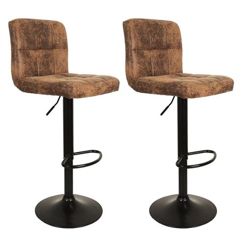 Lot De 2 Tabourets Simili Marron Camel