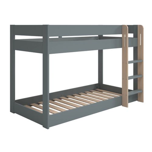 Lits Superposés Montessori 90x190cm Gris Vert Et Naturel