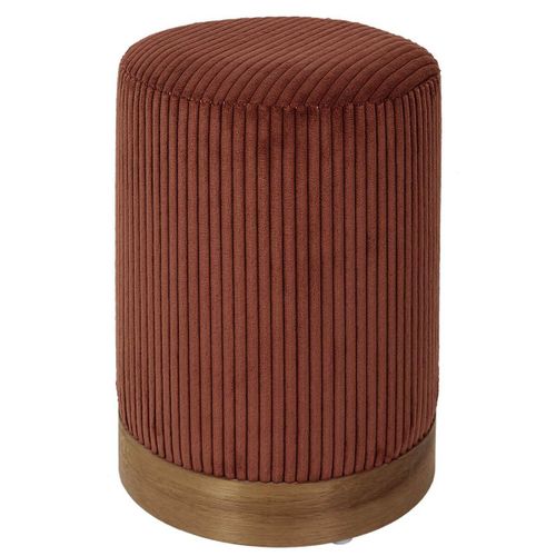 Pouf En Velours Côtelé Coloris Terracotta Socle En Mdf