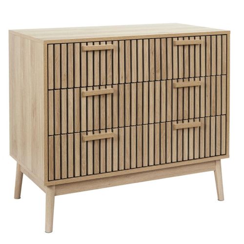 Commode 3 Tiroirs Effet Bois Avec Tasseaux