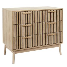 Commode 3 Tiroirs Effet Bois Avec Tasseaux