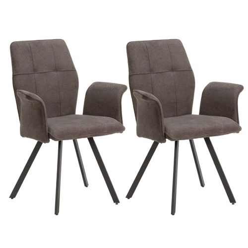 Lot De 2 Fauteuils Tissu Gris Anthracite Effet Tricoté Pieds Métal No
