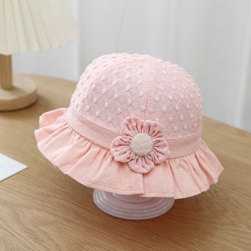 Chapeau De Protection Solaire En Coton Fin Pour,Chapeau De Soleil À Volants En Dentelle,Chapeau De Poisson Suffolk,Protection Uv,Fille Princesse Fleur,Bébé,Été,E27 - Type Orange-48cm 3-18m