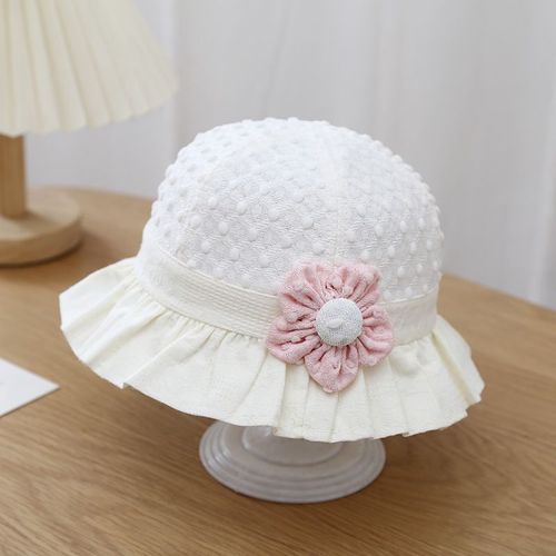 Chapeau De Protection Solaire En Coton Fin Pour,Chapeau De Soleil À Volants En Dentelle,Chapeau De Poisson Suffolk,Protection Uv,Fille Princesse Fleur,Bébé,Été,E27 - Type Yellow-48cm 3-18m