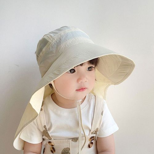 Chapeau De Soleil D'été Pour Enfants,Maille Respirante,Séchage Rapide,Casquette De Poisson Suffolk,Document Solide,Protection Du Cou À Large Bord,Chapeaux E27 - Type A Beige(48-52 Cm)