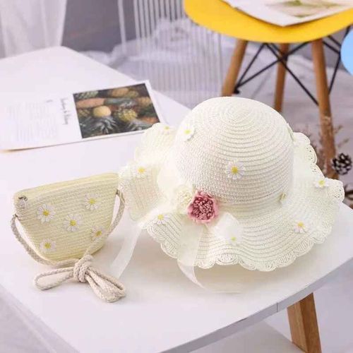 Chapeau En Paille Pour Filles De Ns,Casquette Pare-Soleil Pour Enfants,Sac D'été Pour Bébé,Protection Solaire De Voyage,Chapeau De Plage,Chapeau De Poisson,Casquett - Type B-White-48-52cm(2-7years)