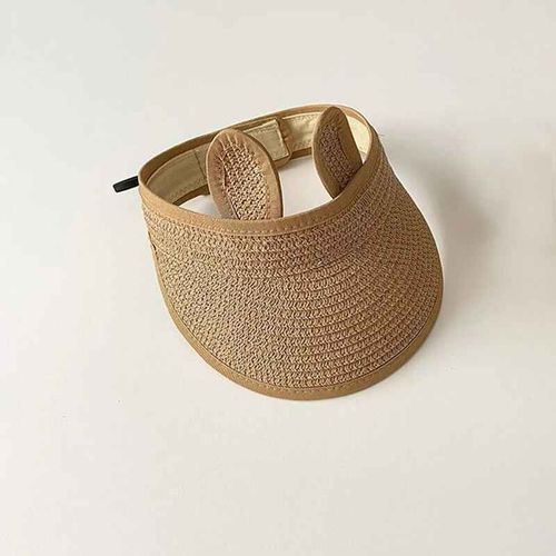 Chapeau De Paille Avec Jolies Oreilles D'ours Pour Bébé,Casquette Pour Enfants,Pare-Soleil À Long Bord Réglable,Bonnet De Plage D'été,Accessoires Pour Garçons Et Filles - Type Khaki