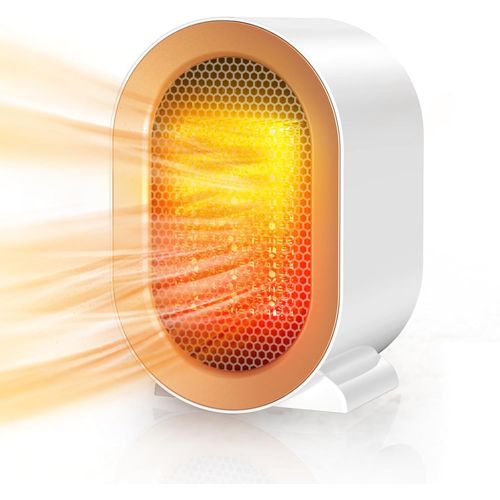 Chauffage d'appoint, Radiateur Electrique 800/1200W, Mini Chauffage Soufflant Ceramique, Protection Contre Surchauffe & Anti-Basculement, 2 Modes de Chauffage, Salle de Bain Maison Bureau